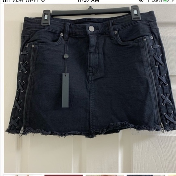 Blank NYC Lace Up Denim Jean Mini Skirt - Picture 9 of 9